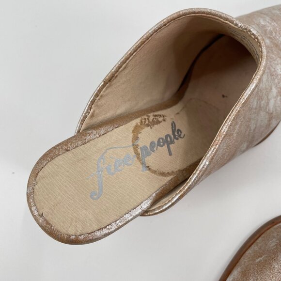 Free People Gold Metallic Slip On Wedge Galactica Mules Womens EU Size 36 - Picture 6 of 10